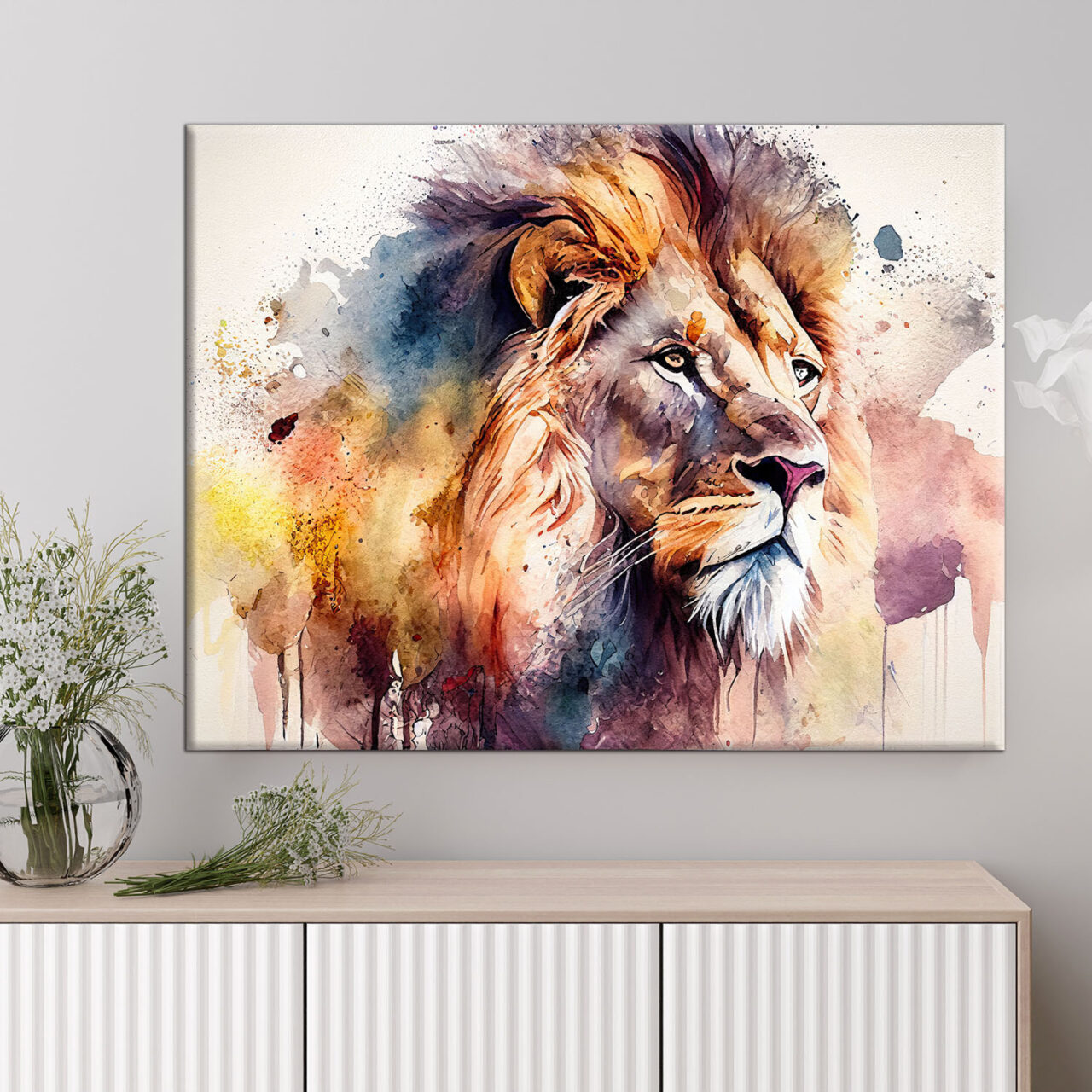 Toile murale – Aquarelle Sérénité du lion toile murale aquarelle sérénité du lion