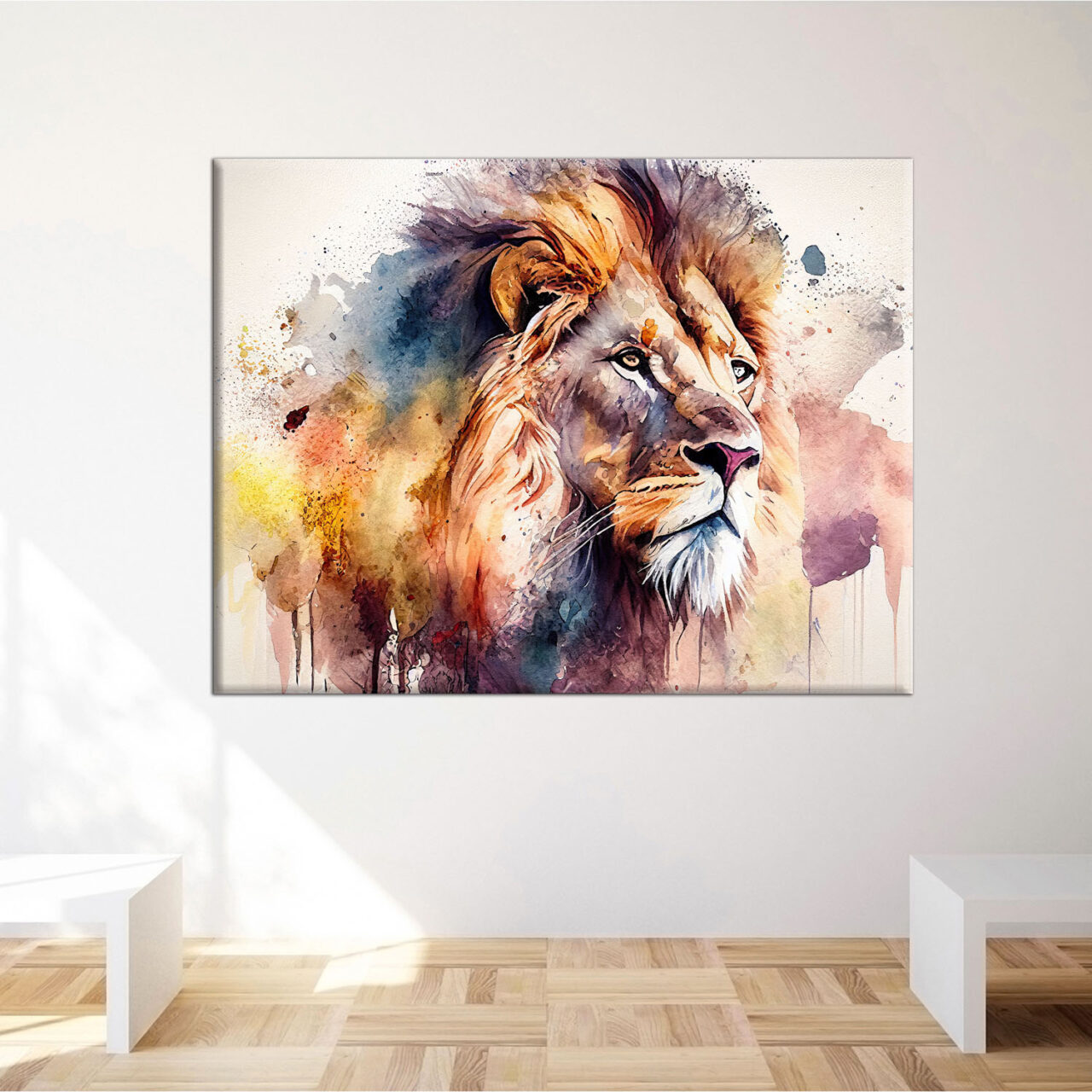 Toile murale – Aquarelle Sérénité du lion toile murale aquarelle sérénité du lion
