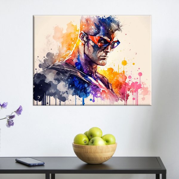 déco murale aquarelle super héros inconnu