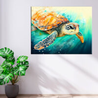 art décoration murale aquarelle tortue marine