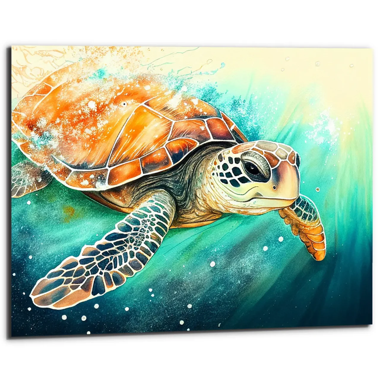 art décoration murale aquarelle tortue marine