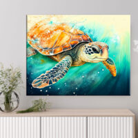 art décoration murale aquarelle tortue marine