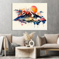 art décoration murale aquarelle mont fuji