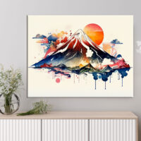 art décoration murale aquarelle mont fuji