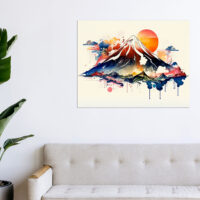 art décoration murale aquarelle mont fuji