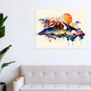 art décoration murale aquarelle mont fuji