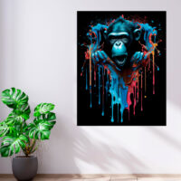 Toile cadre décoratif – Singe sortant d’un mur style graffiti toile cadre décoratif singe sortant d'un mur style graffiti