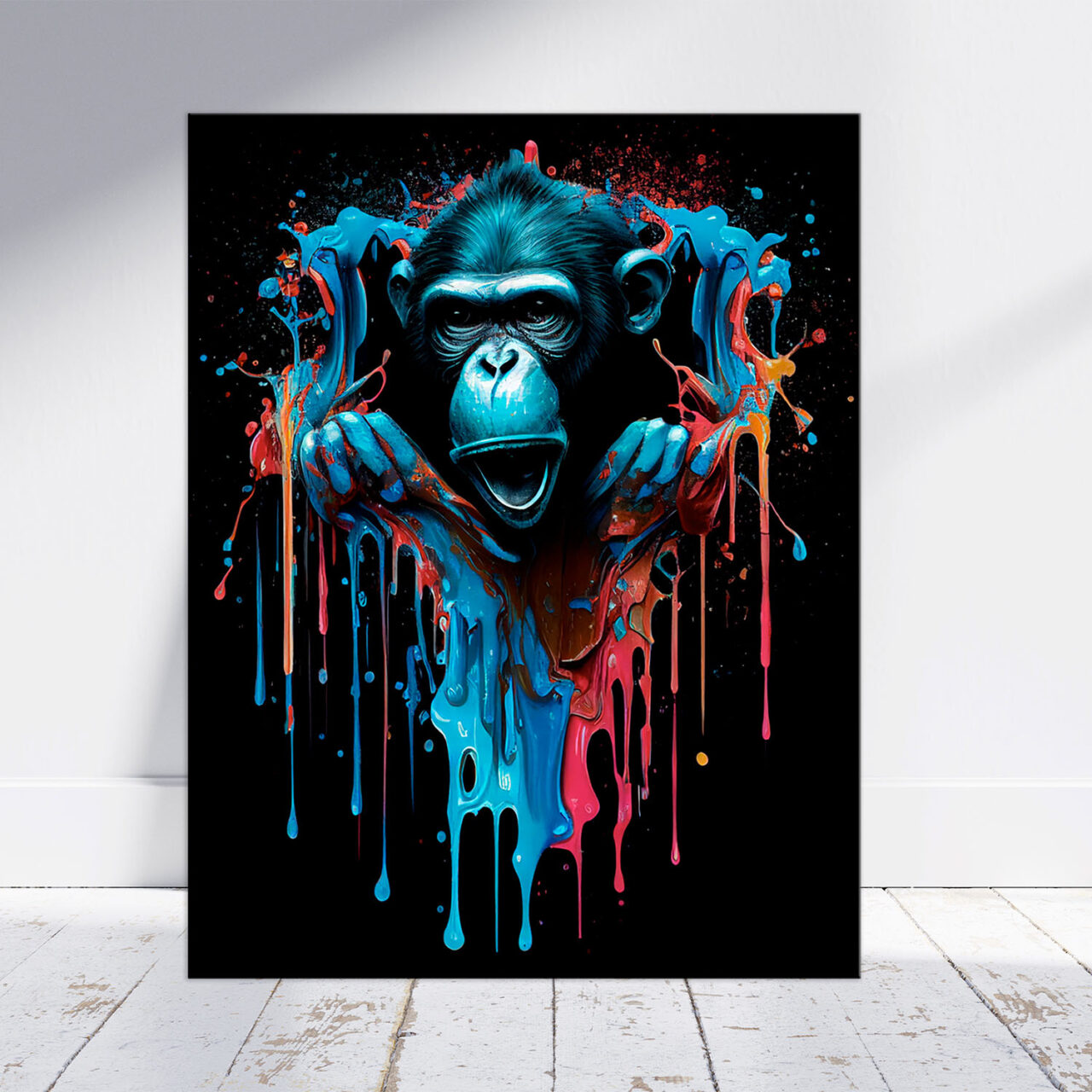 Toile cadre décoratif – Singe sortant d’un mur style graffiti toile cadre décoratif singe sortant d'un mur style graffiti