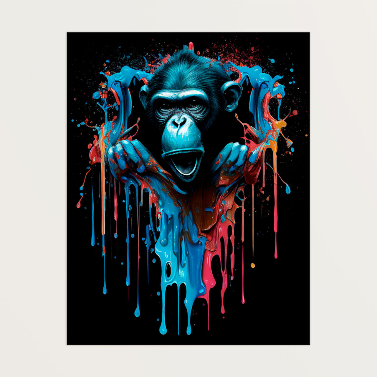 Toile cadre décoratif – Singe sortant d’un mur style graffiti toile cadre décoratif singe sortant d'un mur style graffiti