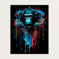 Toile cadre décoratif – Singe sortant d’un mur style graffiti toile cadre décoratif singe sortant d'un mur style graffiti