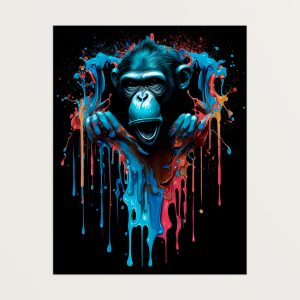 Toile cadre décoratif – Singe sortant d’un mur style graffiti toile cadre décoratif singe sortant d'un mur style graffiti