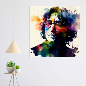 cadre mural portrait aquarelle john lennon