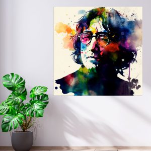 cadre mural portrait aquarelle john lennon
