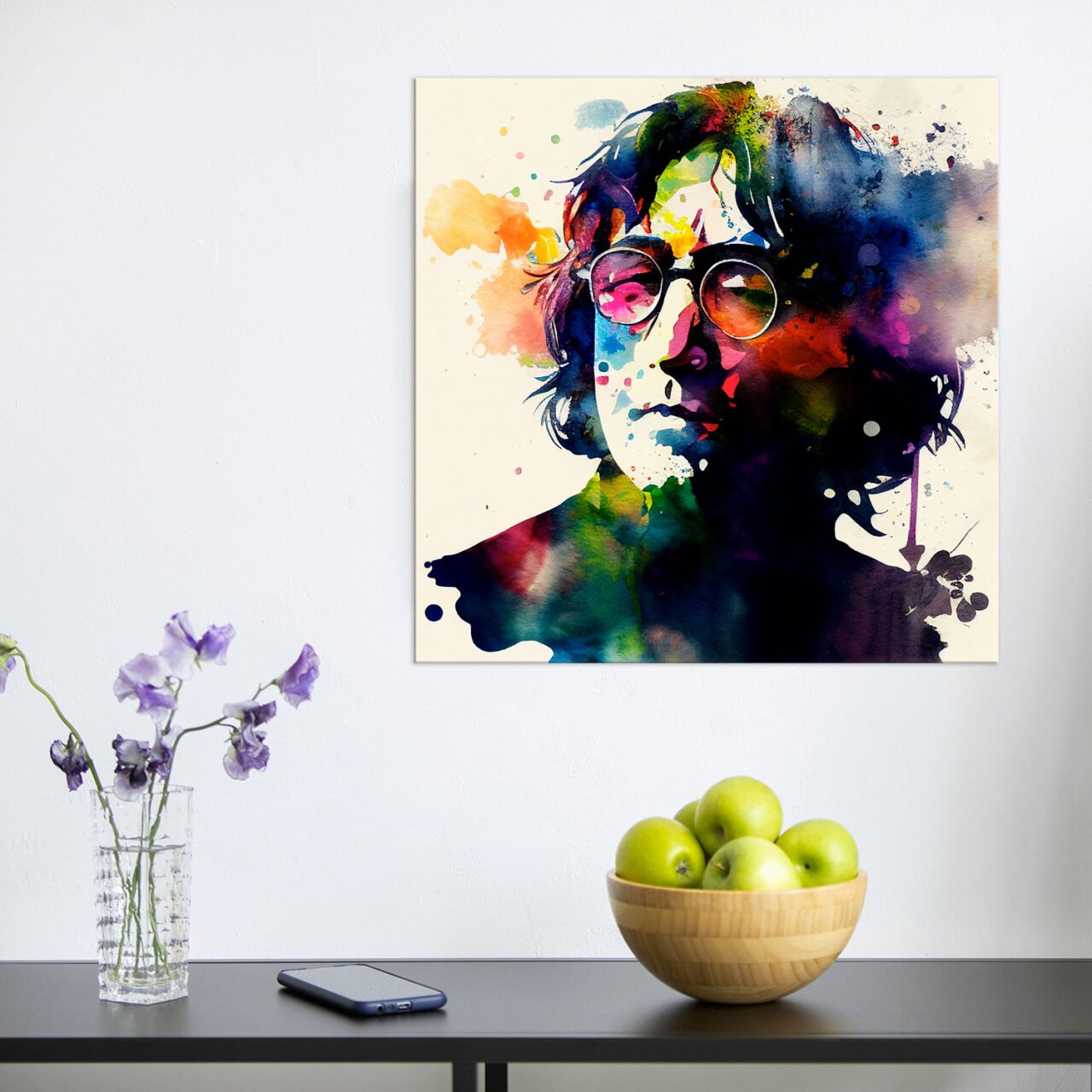 cadre mural portrait aquarelle john lennon