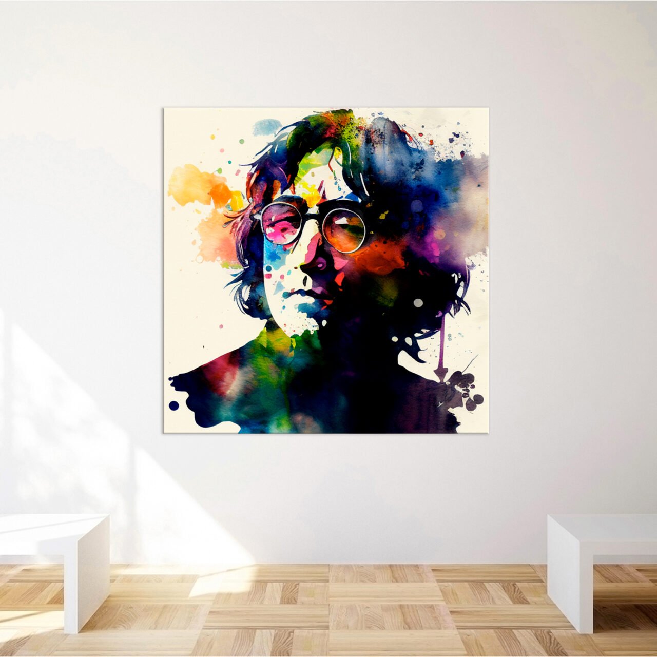 cadre mural portrait aquarelle john lennon