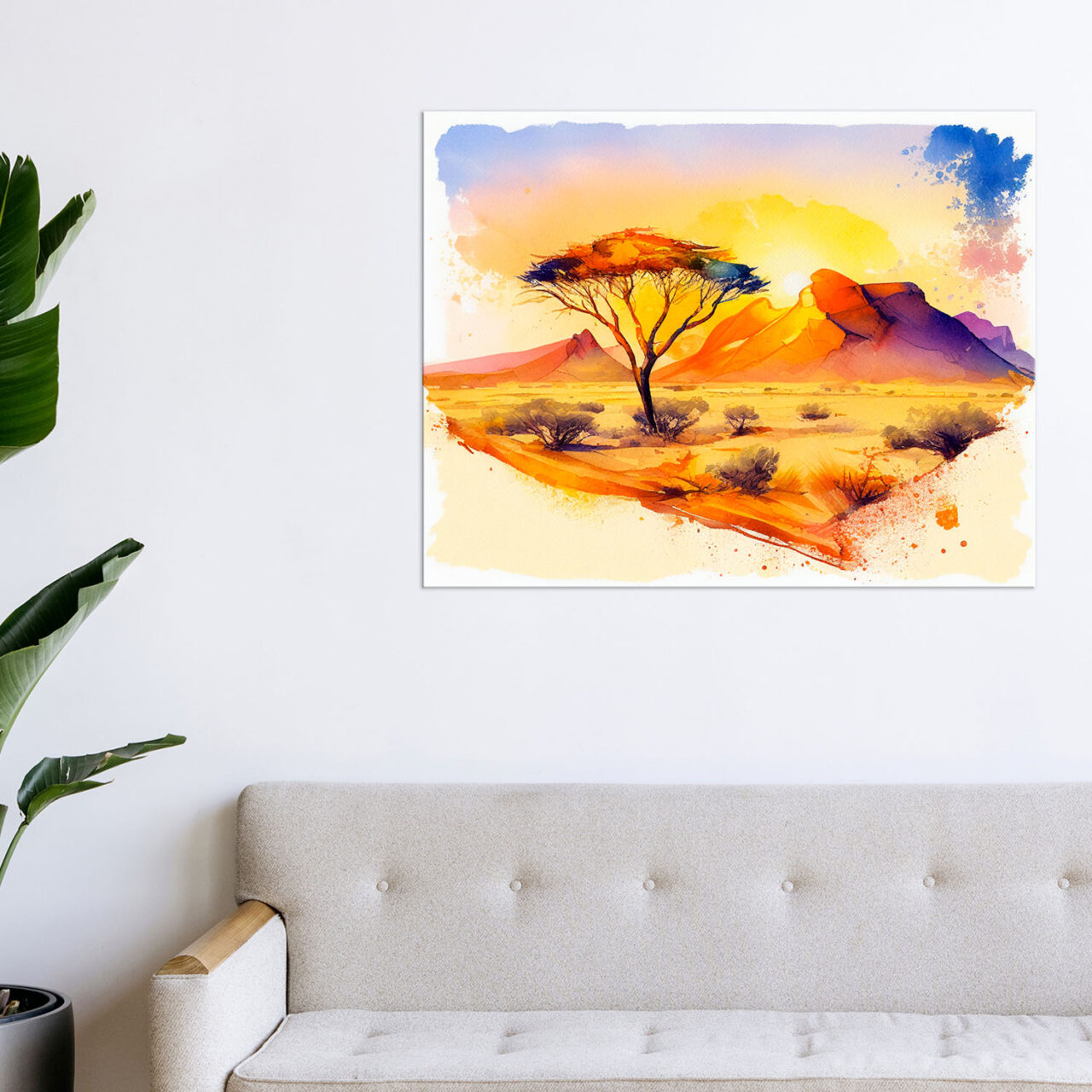 tableau d'art mural aquarelle désert de namibie