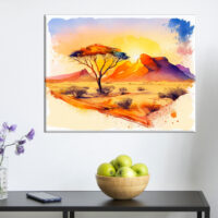 Tableau d’art mural – Aquarelle Désert de Namibie tableau d'art mural aquarelle désert de namibie