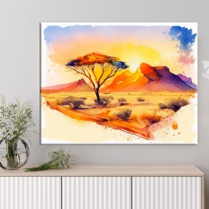 tableau d'art mural aquarelle désert de namibie