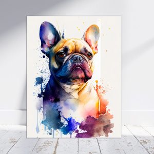 toile cadre décoratif aquarelle portrait d'un bouledogue français