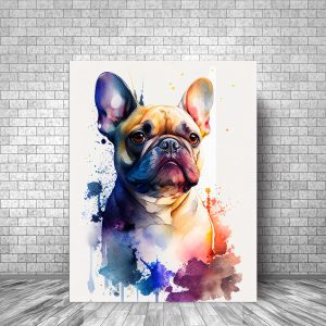 toile cadre décoratif aquarelle portrait d'un bouledogue français