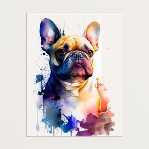toile cadre décoratif aquarelle portrait d'un bouledogue français