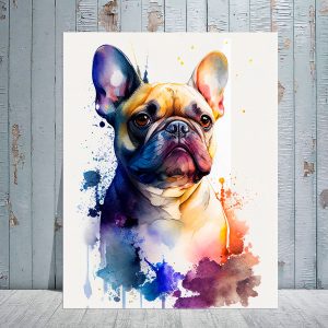 toile cadre décoratif aquarelle portrait d'un bouledogue français