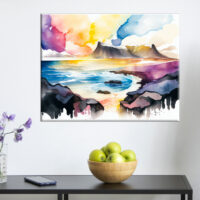 cadre aristique aquarelle paysage en islande