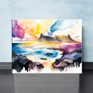 cadre aristique aquarelle paysage en islande