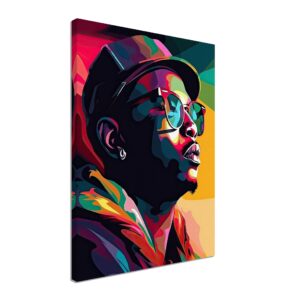 toile cadre déco portrait d'un rappeur pop art