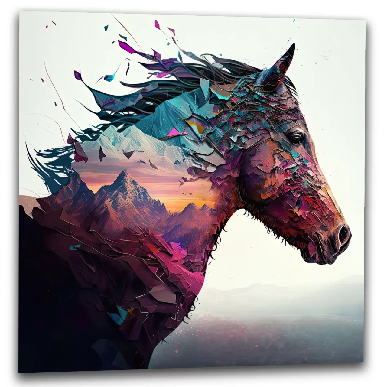 déco murale cheval et paysage de montagne