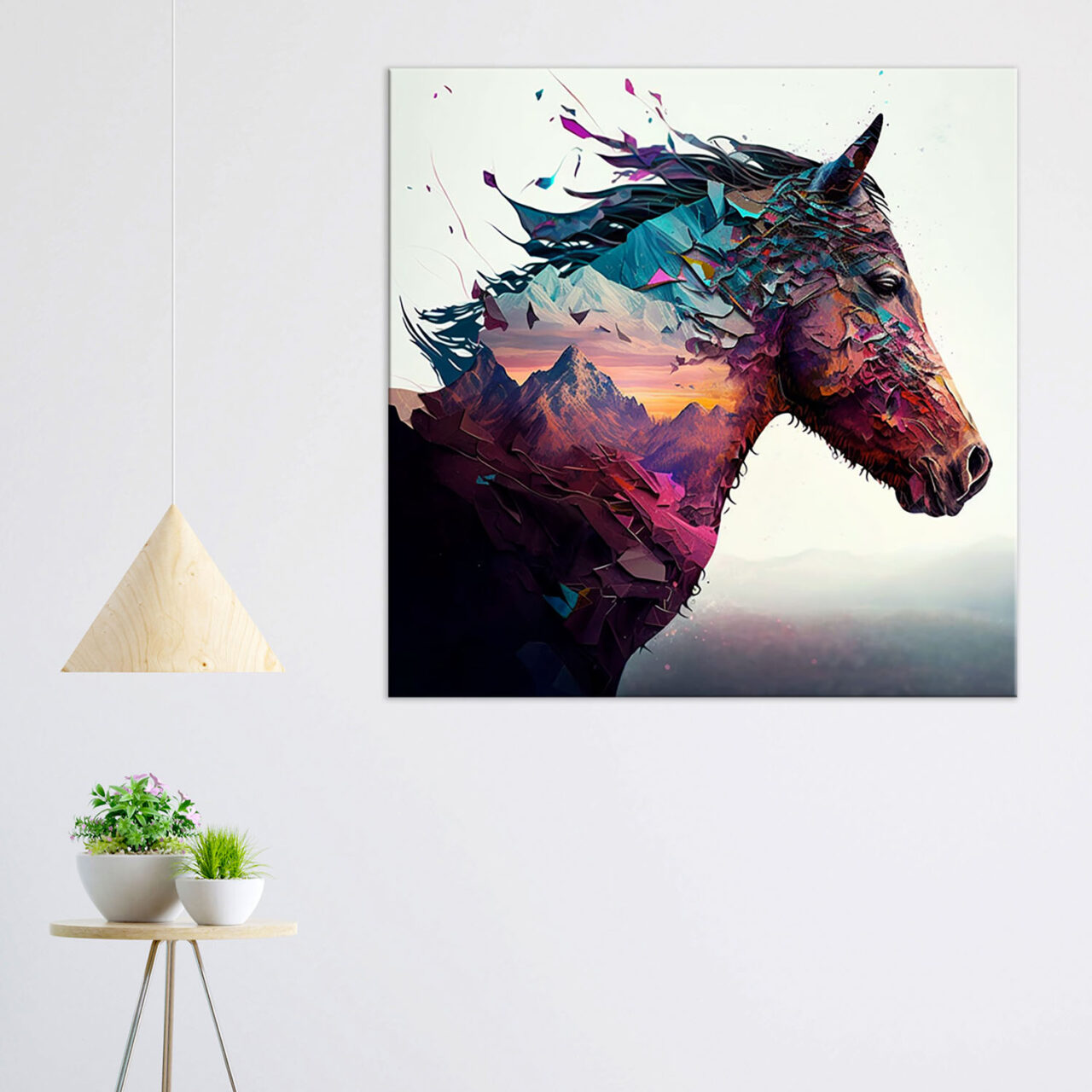 déco murale cheval et paysage de montagne