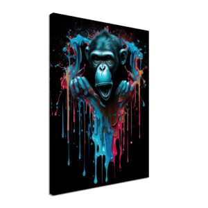 Toile cadre décoratif – Singe sortant d’un mur style graffiti toile cadre décoratif singe sortant d'un mur style graffiti