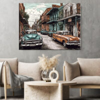 Toile murale – Dessin couleur Nouvelle-Orléans Vintage toile murale dessin couleur nouvelle orleans vintage