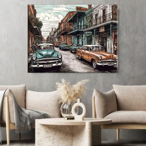 Toile murale – Dessin couleur Nouvelle-Orléans Vintage toile murale dessin couleur nouvelle orleans vintage