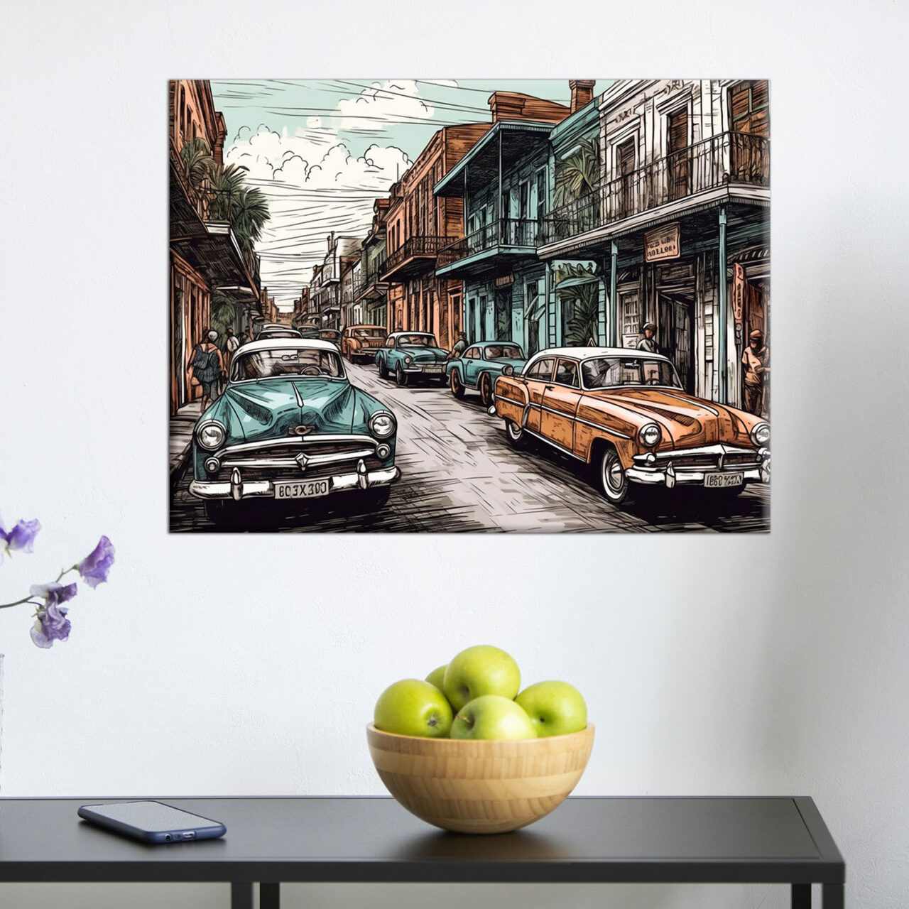 Toile murale – Dessin couleur Nouvelle-Orléans Vintage toile murale dessin couleur nouvelle orleans vintage