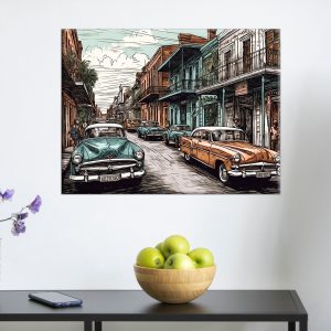 Toile murale – Dessin couleur Nouvelle-Orléans Vintage toile murale dessin couleur nouvelle orleans vintage