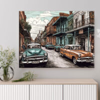 Toile murale – Dessin couleur Nouvelle-Orléans Vintage toile murale dessin couleur nouvelle orleans vintage