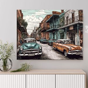 Toile murale – Dessin couleur Nouvelle-Orléans Vintage toile murale dessin couleur nouvelle orleans vintage