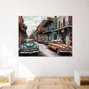 Toile murale – Dessin couleur Nouvelle-Orléans Vintage toile murale dessin couleur nouvelle orleans vintage