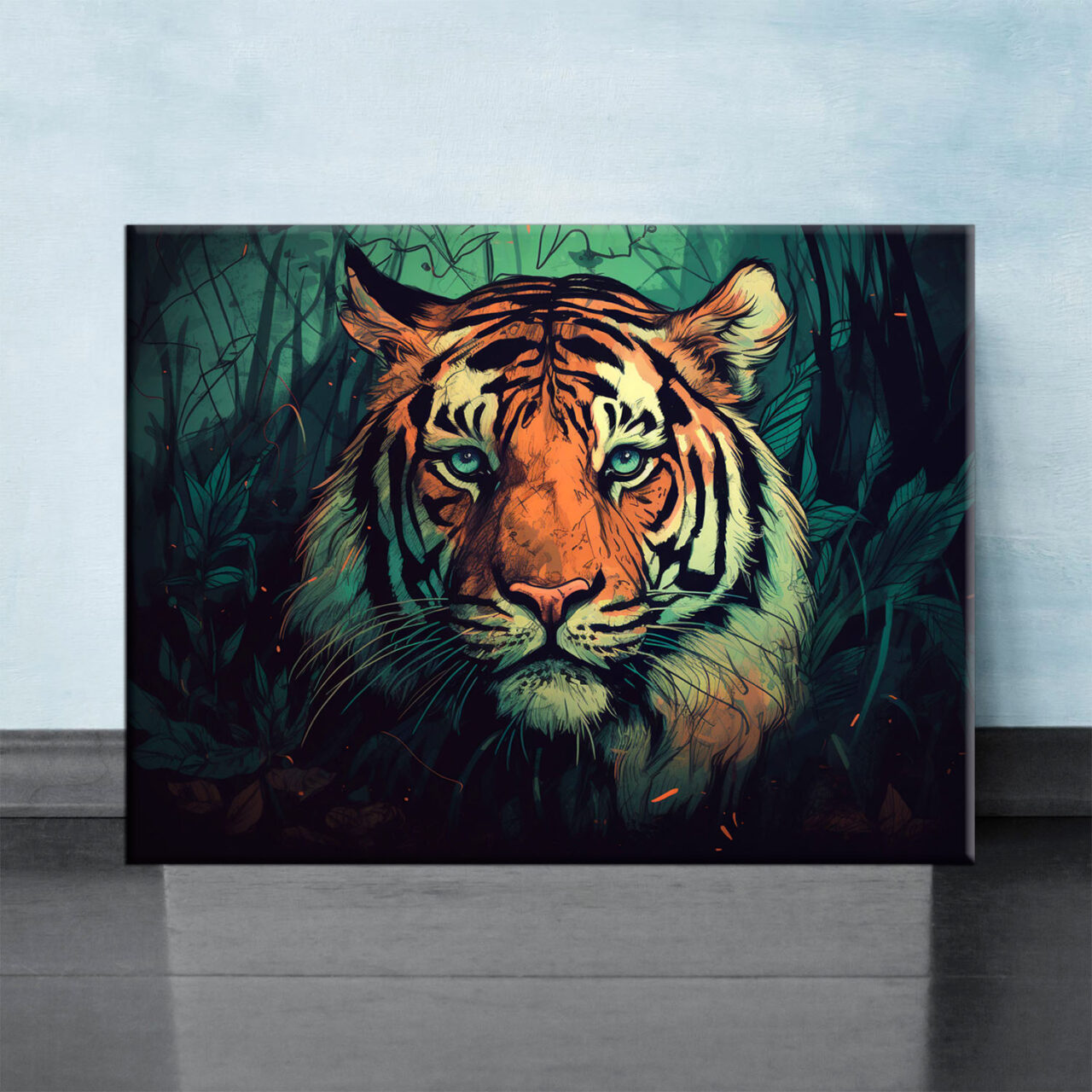 Cadre mural – Dessin Couleur Tigre dans la jungle cadre mural dessin couleur tigre dans la jungle