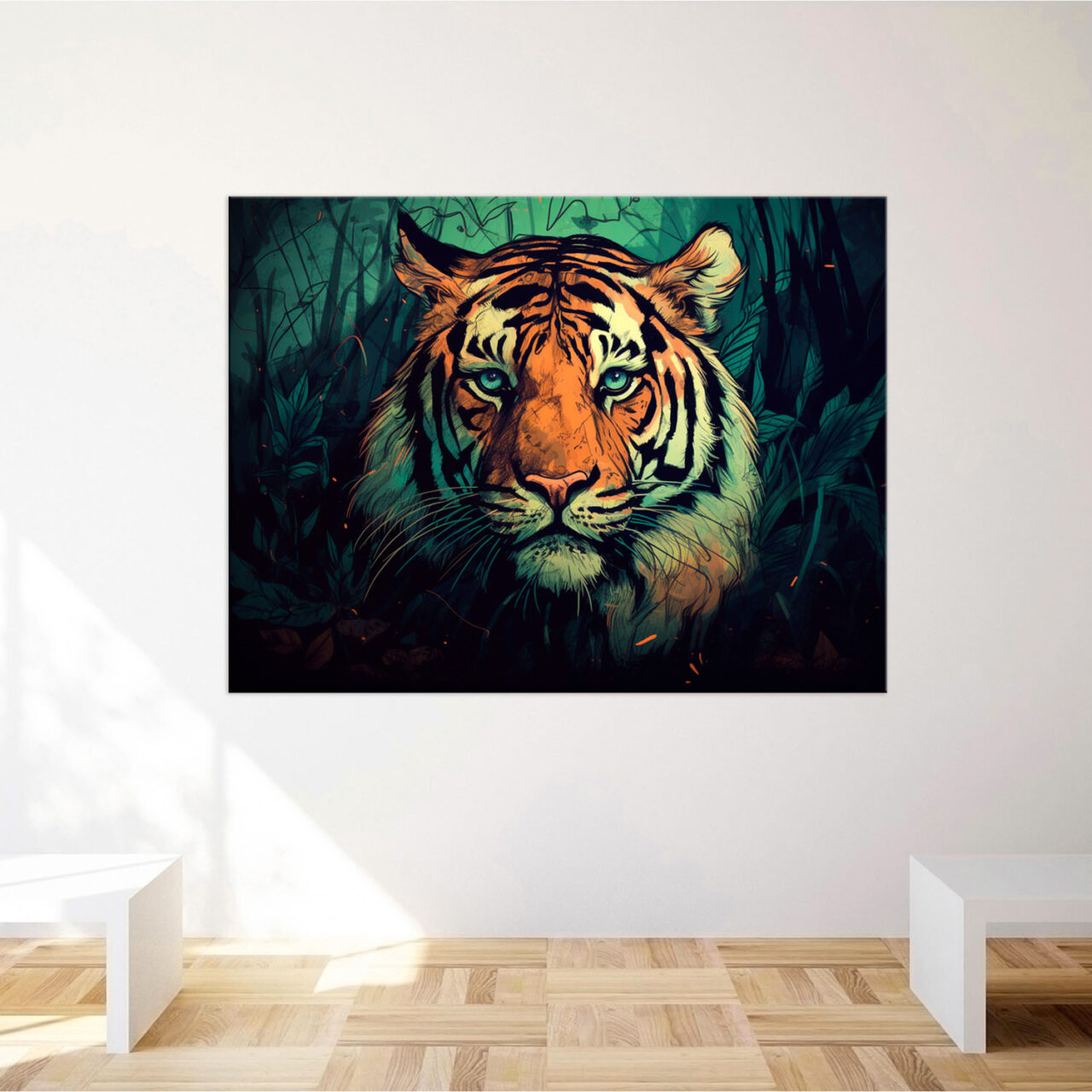 Cadre mural – Dessin Couleur Tigre dans la jungle cadre mural dessin couleur tigre dans la jungle