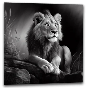 dessin detaille dun lion paisible cadre noir et blanc dessin détaillé d'un lion paisible