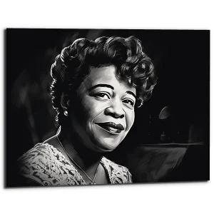 Portrait artistique – Dessin noir et blanc Ella Fitzgerald