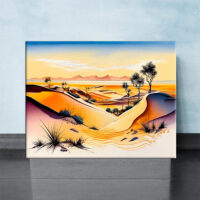 cadre mural dunes du sahara en aquarelle
