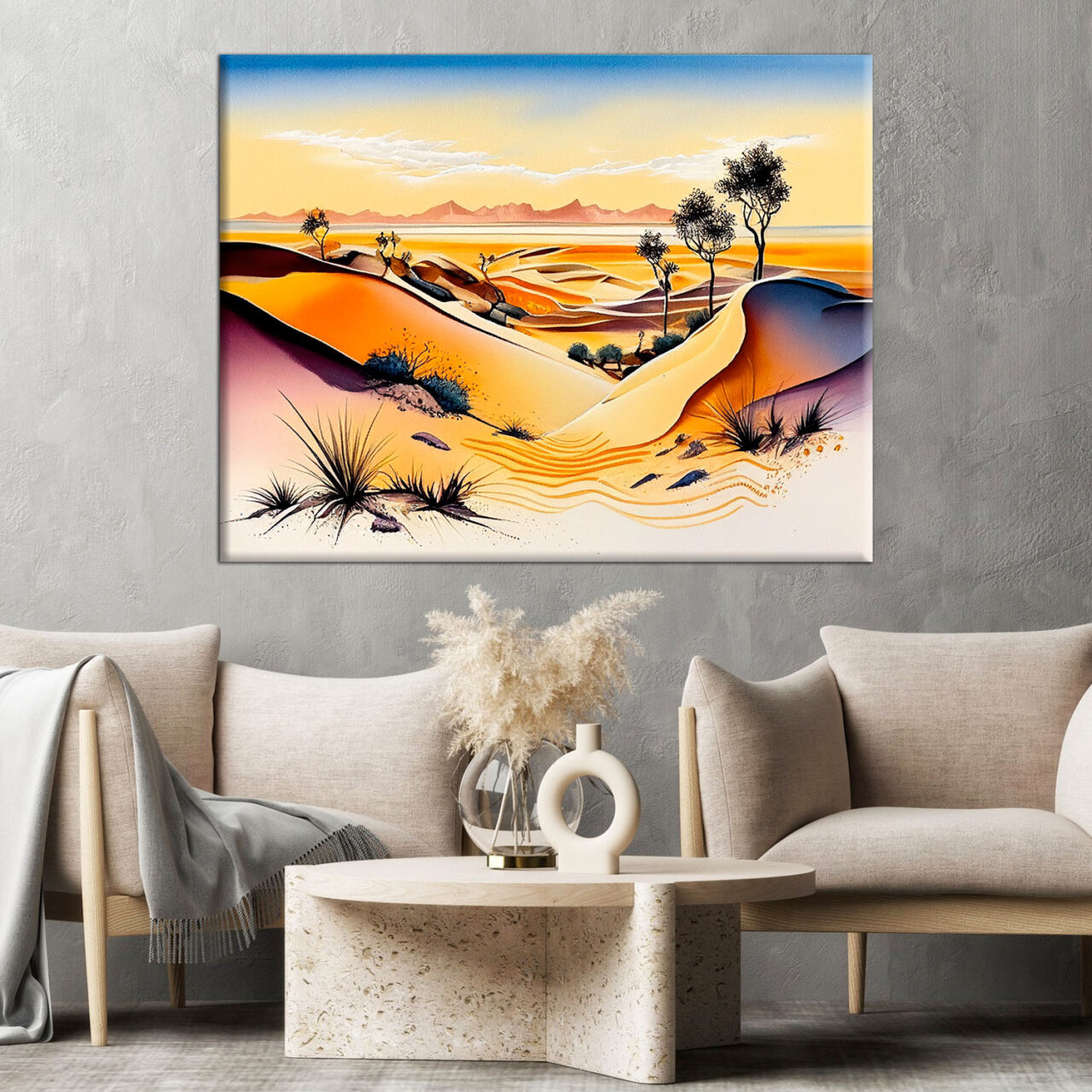 Cadre mural – Dunes du Sahara en Aquarelle cadre mural dunes du sahara en aquarelle