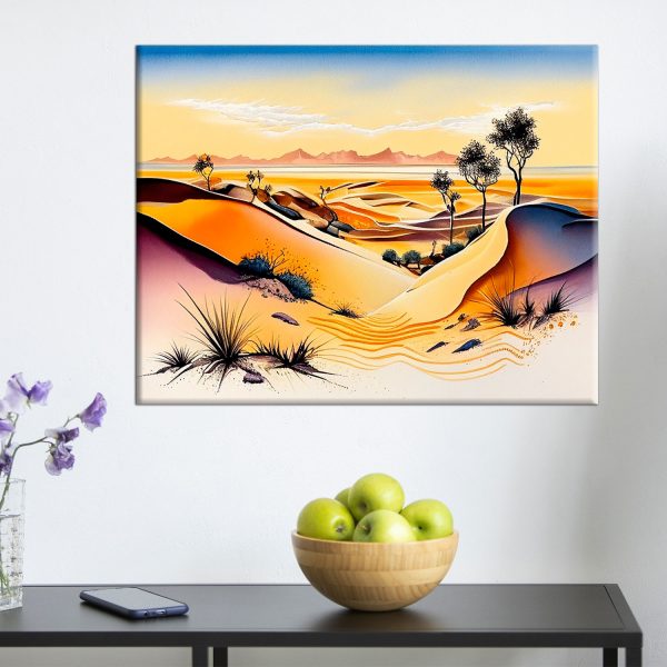 cadre mural dunes du sahara en aquarelle