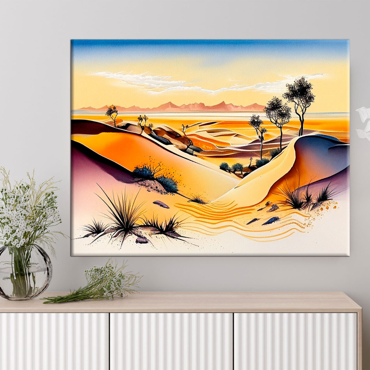 Cadre mural – Dunes du Sahara en Aquarelle cadre mural dunes du sahara en aquarelle