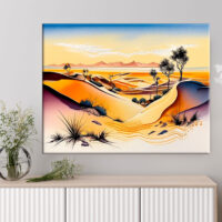 cadre mural dunes du sahara en aquarelle