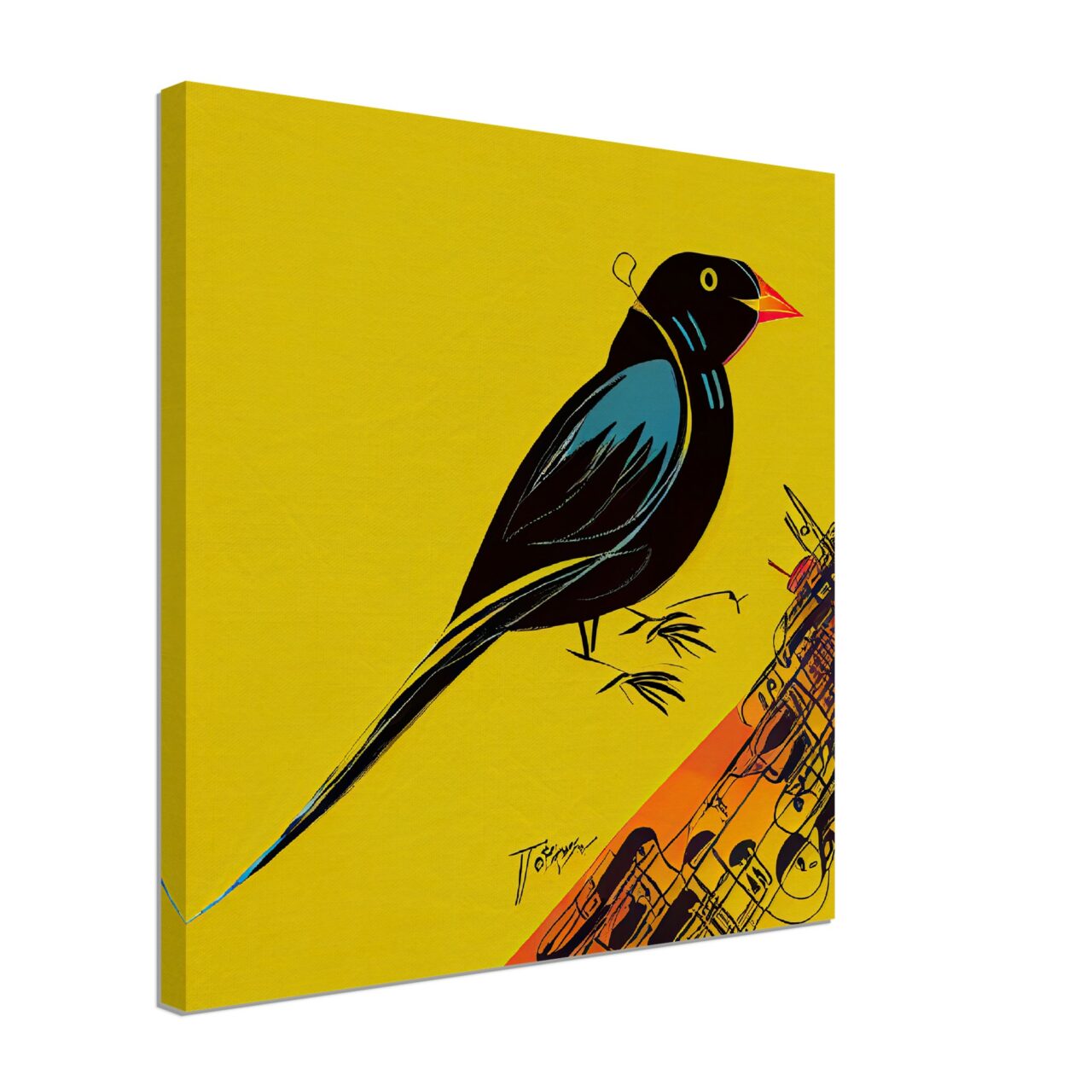 Cadre mural – Oiseau noir sur fond jaune art minimaliste cadre mural oiseau noir sur fond jaune art minimaliste