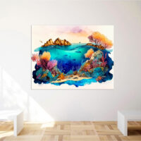 cadre déco artistique grande barrière de corail aquarelle